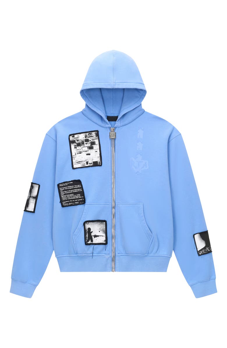 RtA Zev Digital Patch Zip Hoodie, Main, color, Blue Digital Patch