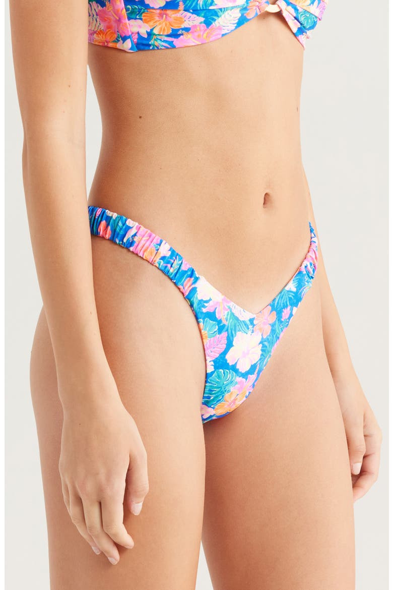 Retro Y Thong Bikini Bottoms, Alternate, color, ELECTRIC PALMS