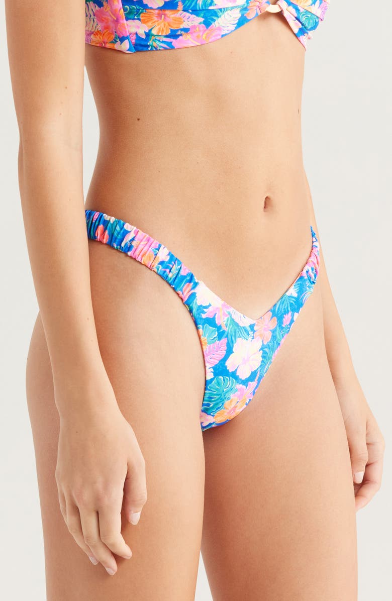 Kulani Kinis Retro Y Thong Bikini Bottoms, Alternate, color, Electric Palms