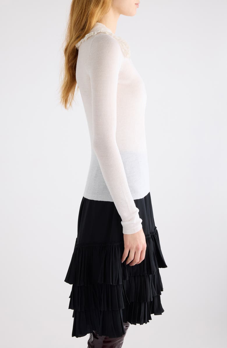 Chloé Superfine Wool Rib Polo, Alternate, color, Iconic Milk