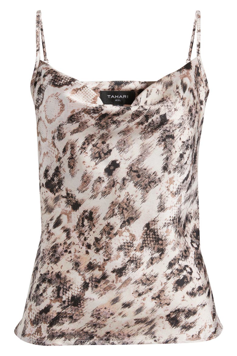 Snakeskin Print Satin Camisole, Alternate, color, MOCHA SNAKE