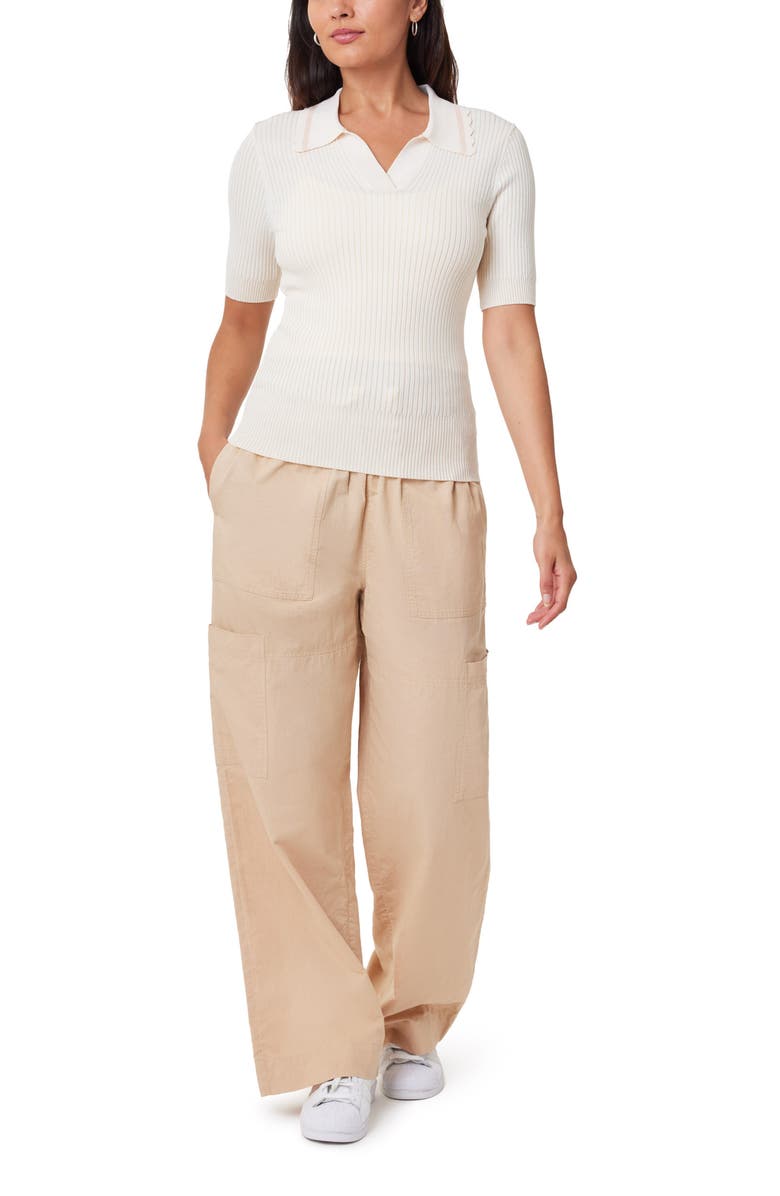 Scotch & Soda Short Sleeve Rib Polo Sweater, Alternate, color, Soft Ice