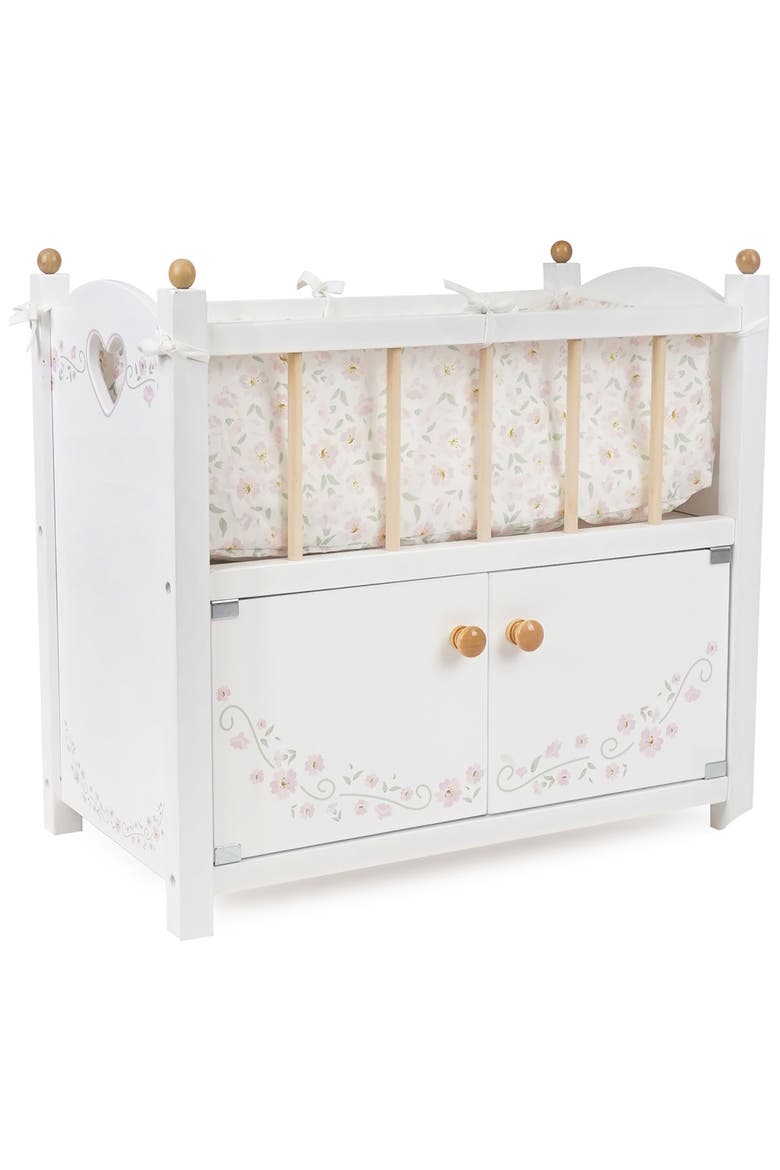 Little Flora 2 in 1 Wooden Doll Cabinet Bed, Main, color, White