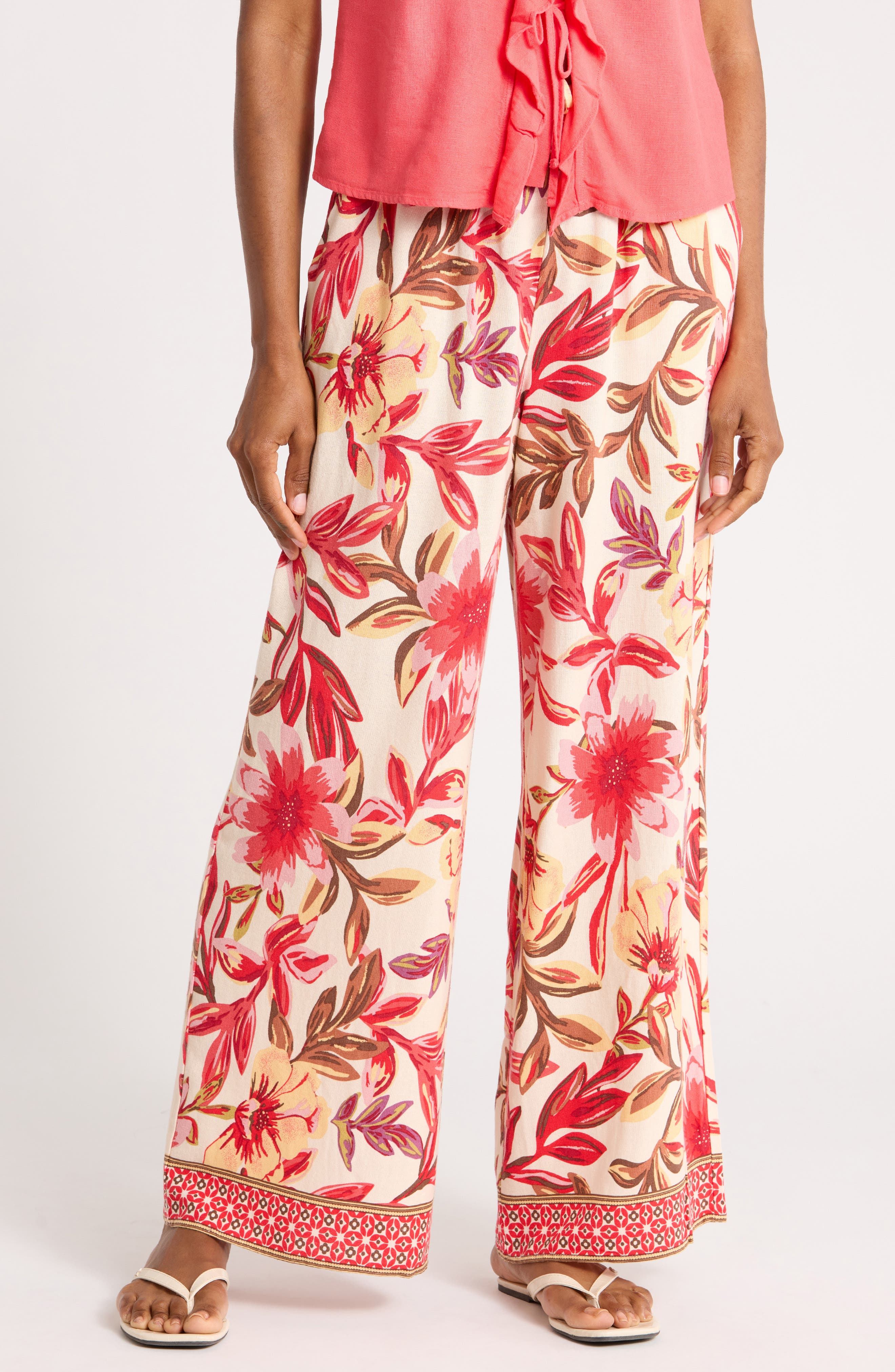Ellen Tracy Floral Wide Leg Pants