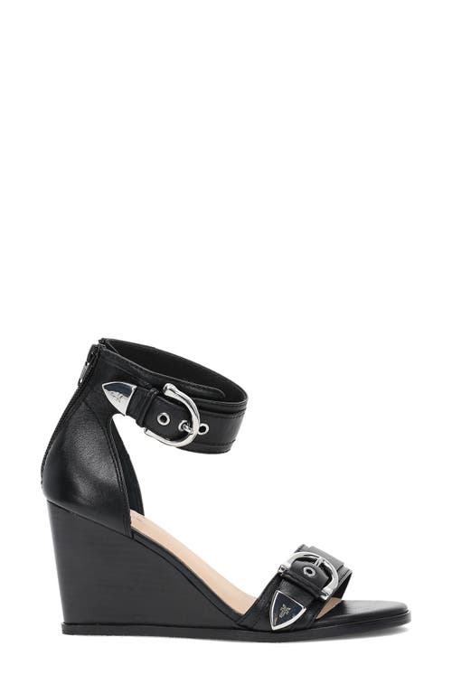 Frye Rachel Ankle Strap Wedge Sandal In Black