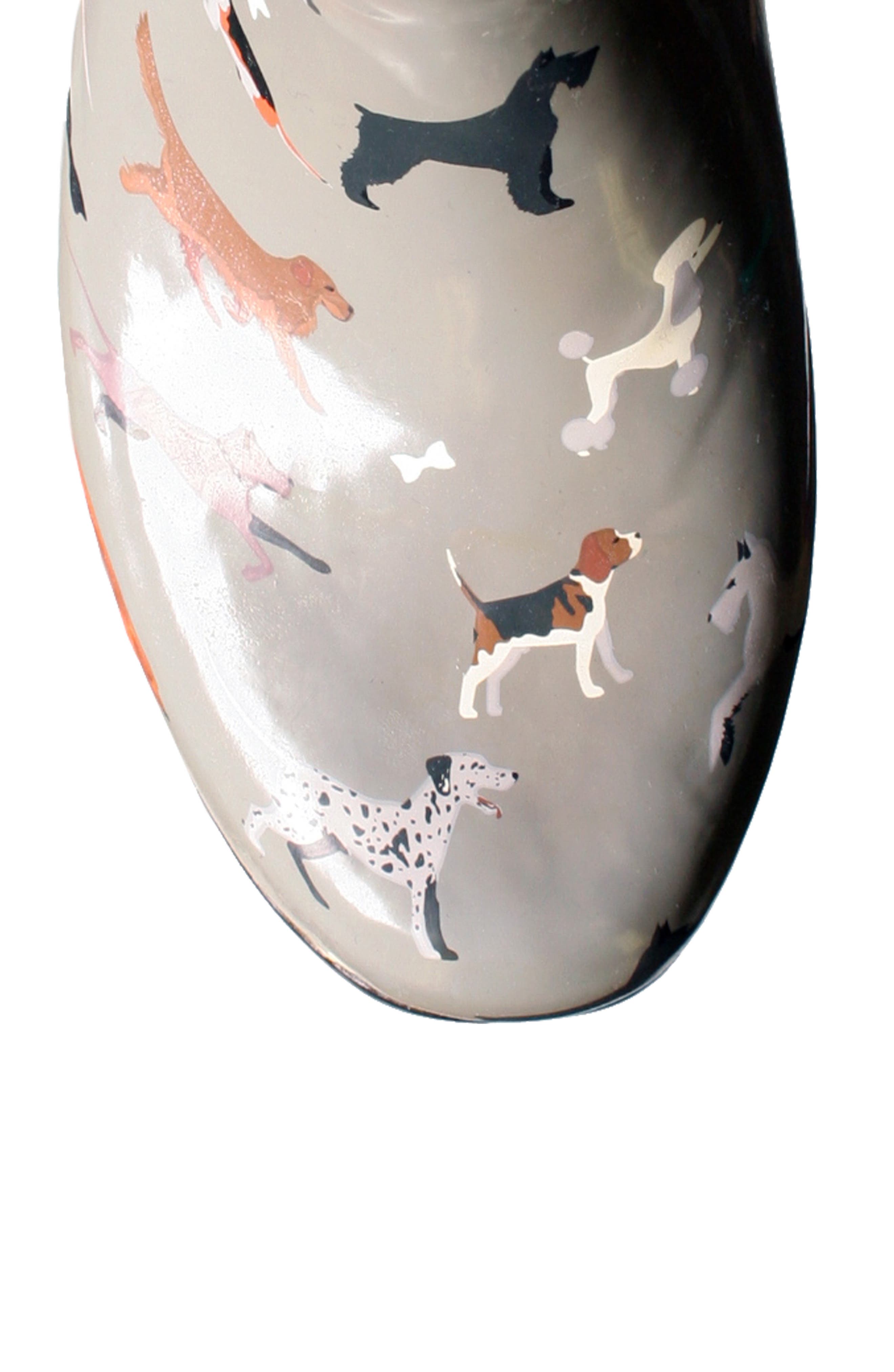 Nomad Droplet Patterned Waterproof Rain Boot, Alternate, color, Grey Dogs