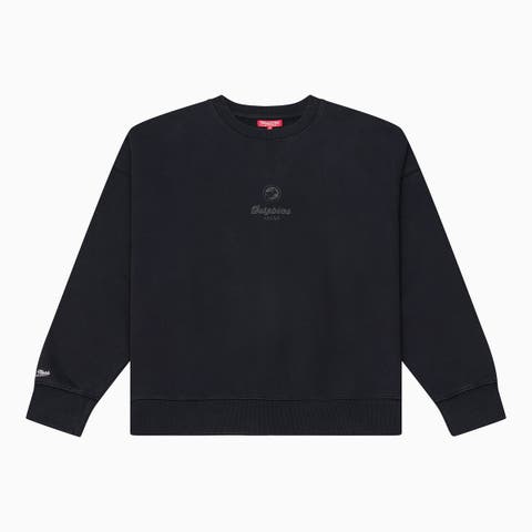Women's Mitchell & Ness Black Miami Dolphins Core Essentials Micro Logo Fleece Sweatshirt
