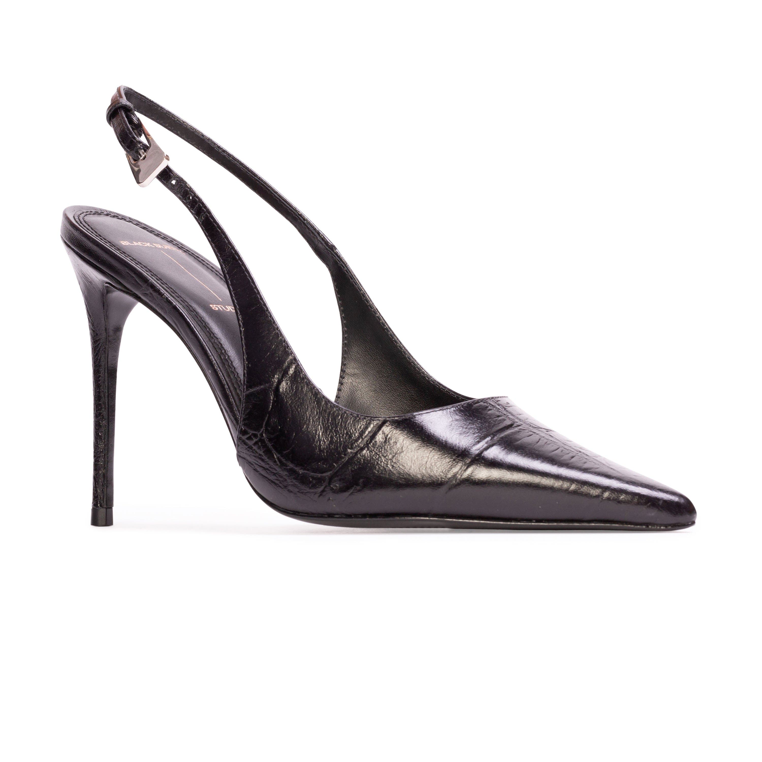 Branca 100 Slingback Pump, Alternate, color, Black Croc Leather