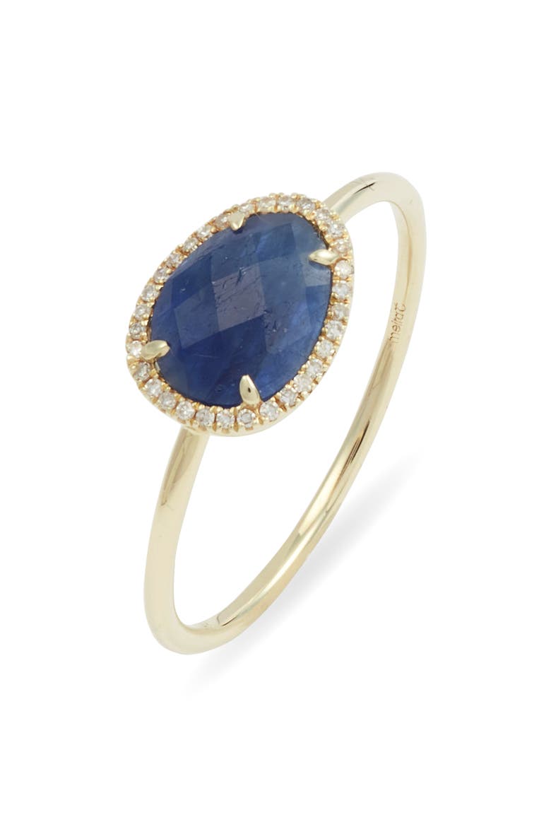 Blue Sapphire & Diamond Ring, Main, color, YELLOW GOLD