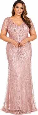 LARA New York Beaded Faux-Wrap V-Neck Bridal Gown