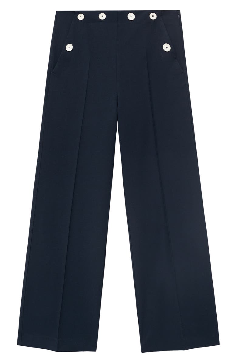 MANGO Contrast Button Straight Leg Pants, Alternate, color, Navy