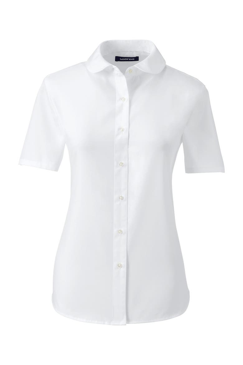 School Uniform  Short Sleeve Peter Pan Collar Broadcloth Shirt, Alternate, color, White