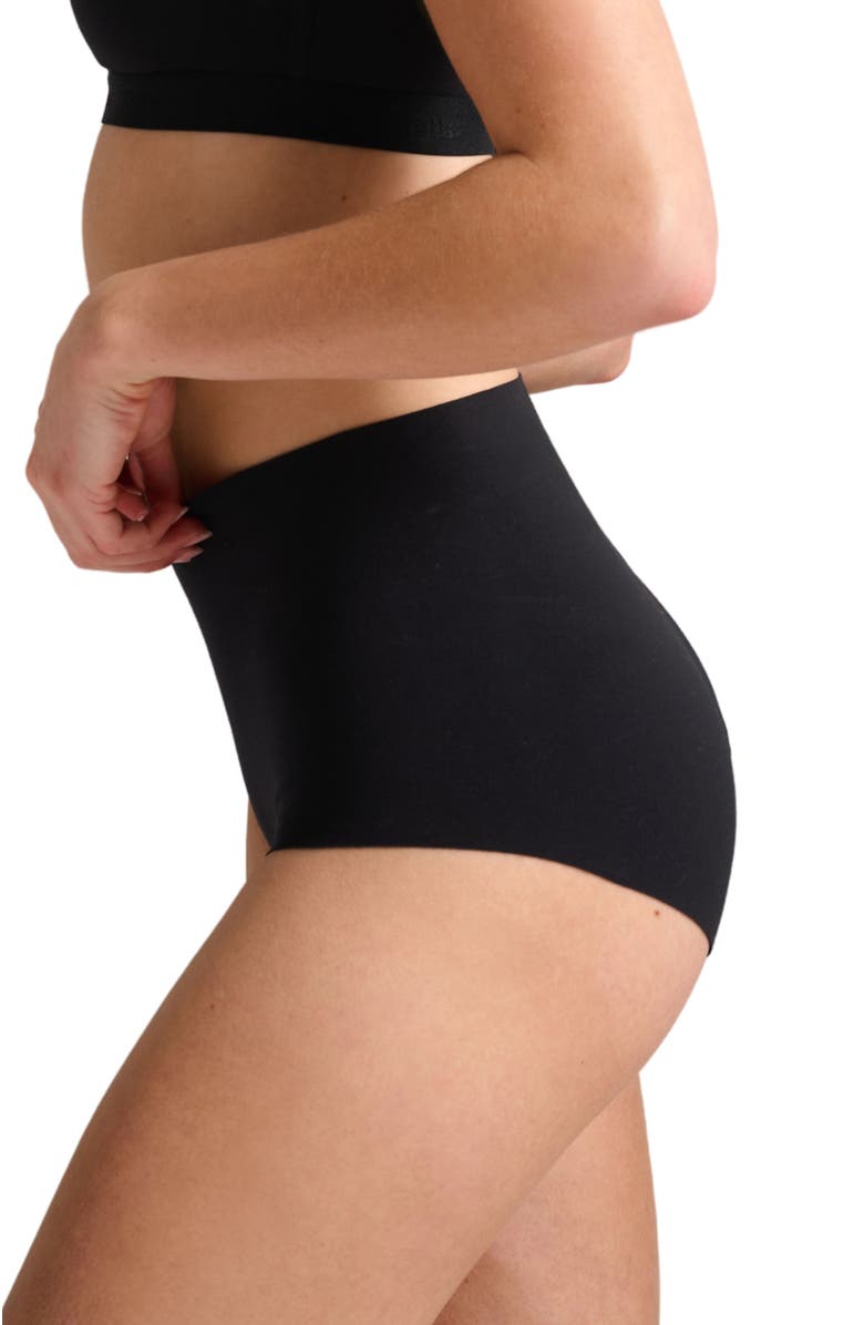 Siella Organic Cotton No-Show High Waist Brief, Alternate, color, Black