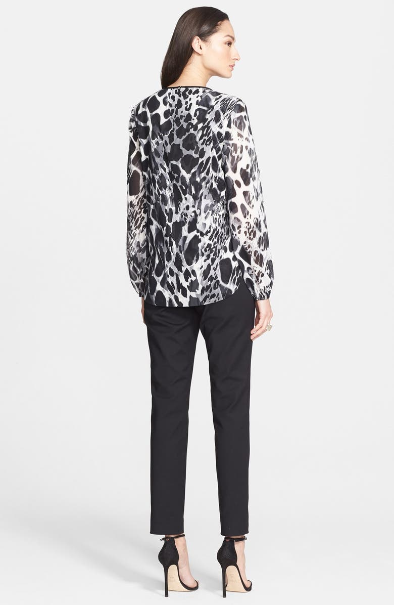 St. John Collection Animal Print Silk Georgette Blouse, Alternate, color, 
