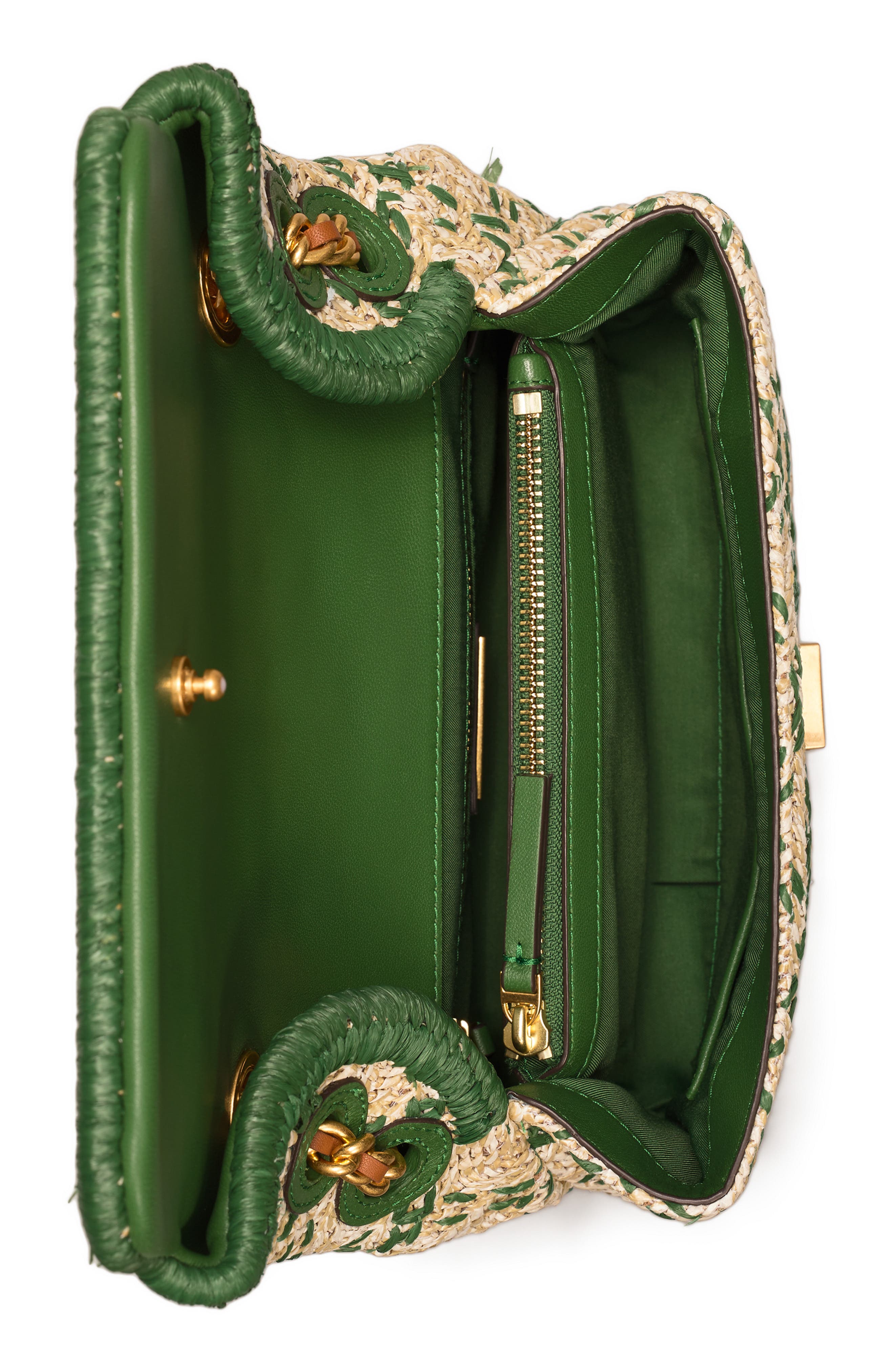 Tory Burch Small Fleming Straw Crossbody Bag, Alternate, color, 