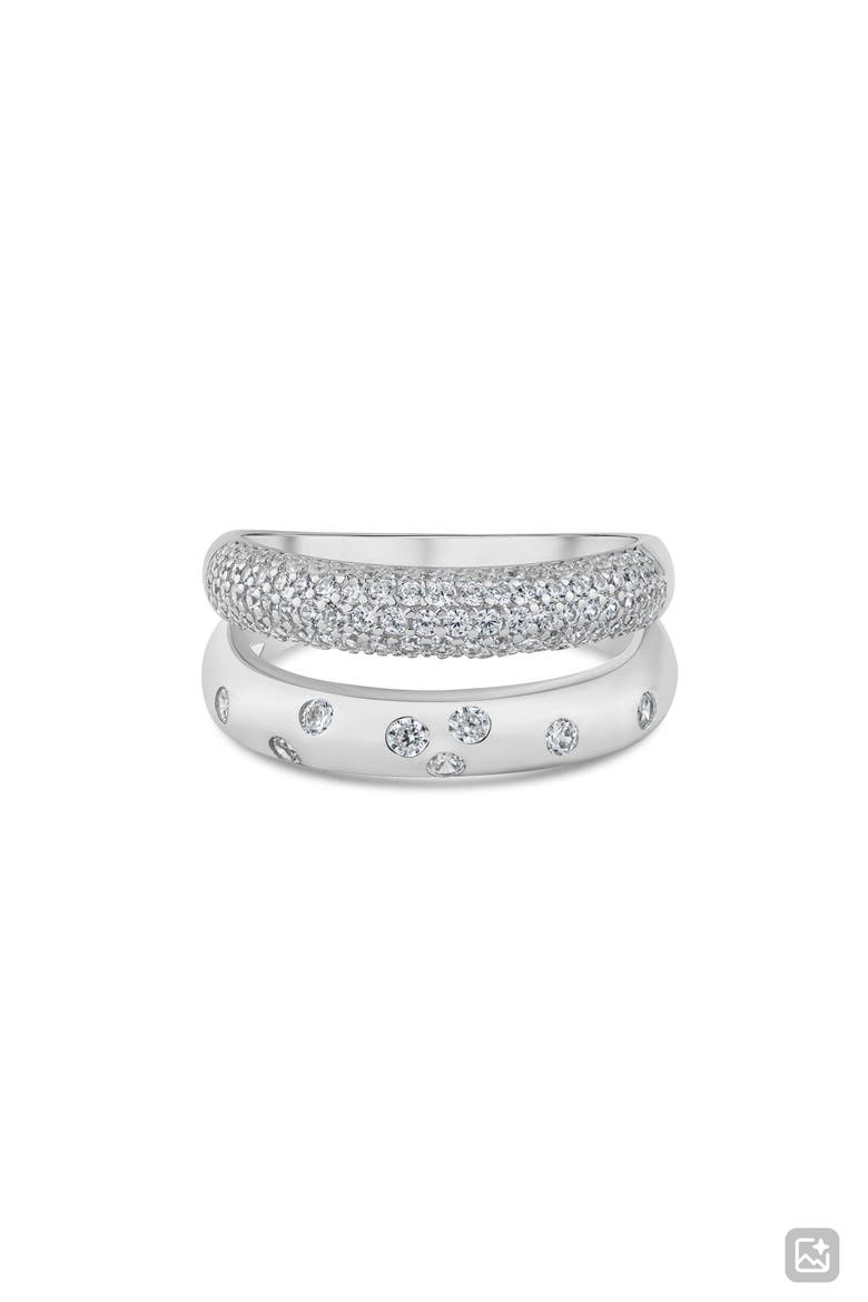 Cubic Zirconia Double Band Ring, Main, color, RHODIUM PLATED BRASS