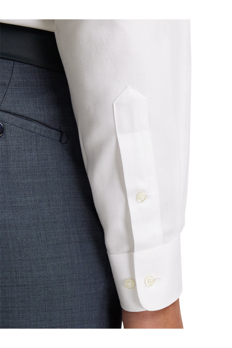 Slim Fit Non-iron Cotton Herringbone Point Collar Dress Shirt, Alternate, color, White