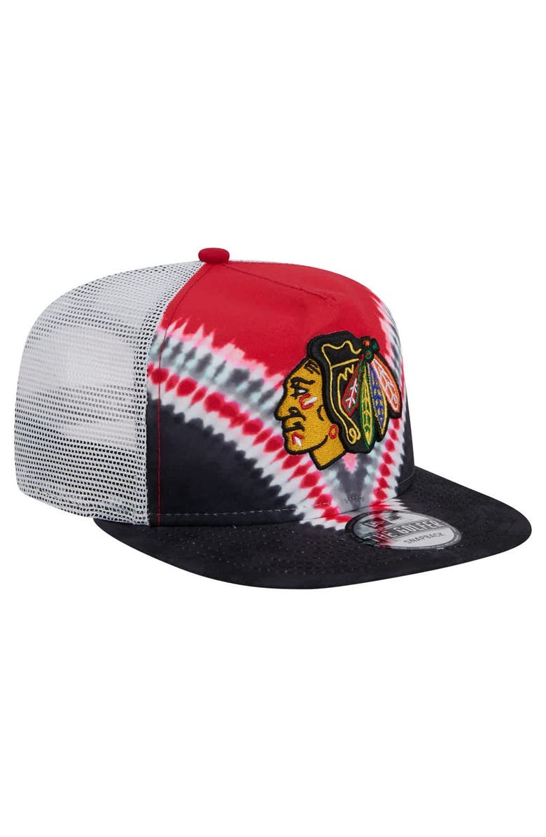 New Era Men's New Era  Black/Red Chicago Blackhawks Throwback V-Dye Adjustable Golfer Hat, Alternate, color, 