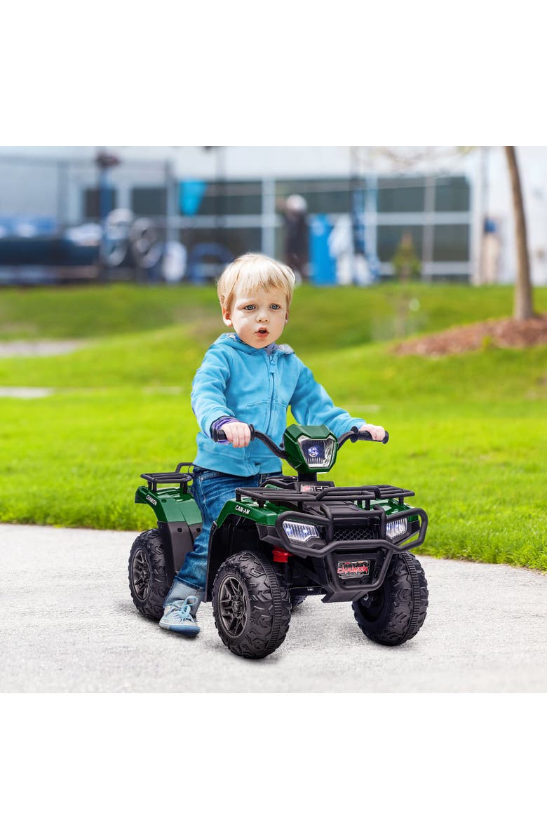 Aosom 12V Kids ATV 4 Wheeler with AUX, USB, Wear-Resistant Tread, Alternate, color, Green