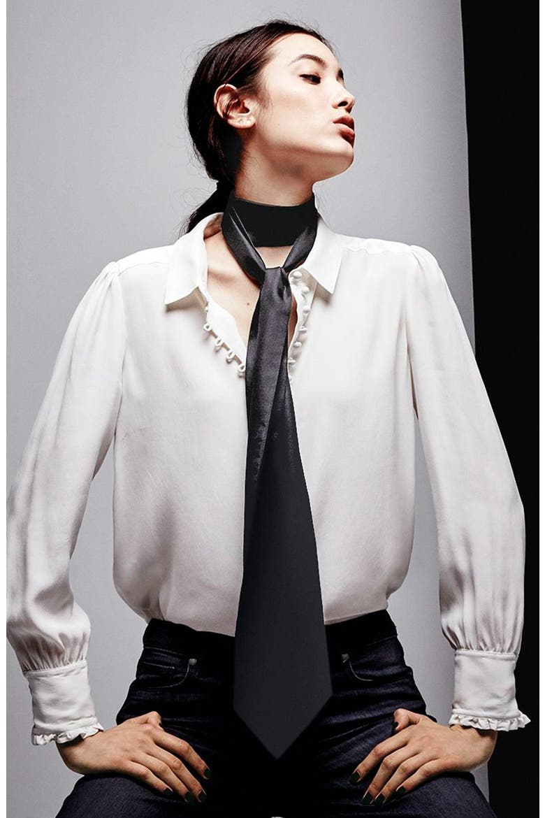 Skinny Scarf, Alternate, color, BLACK