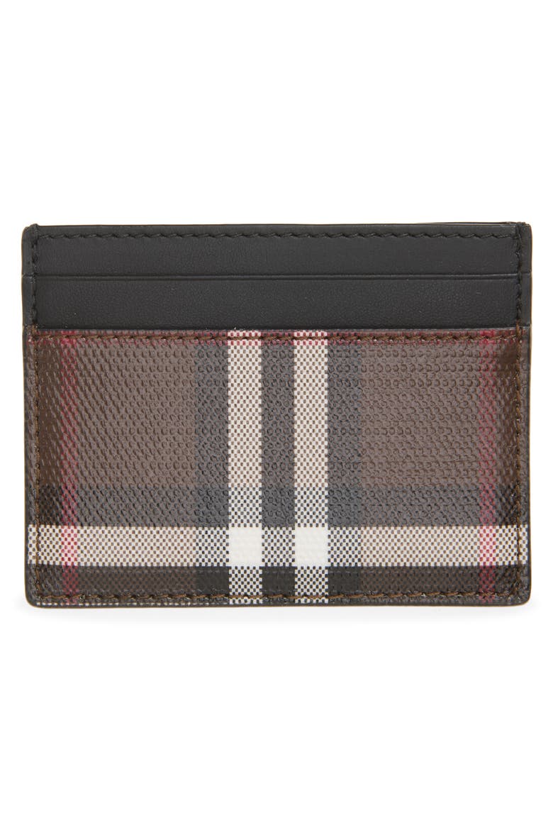Check Coated Cotton Card Case, Alternate, color, CHOCOLATE BROWN