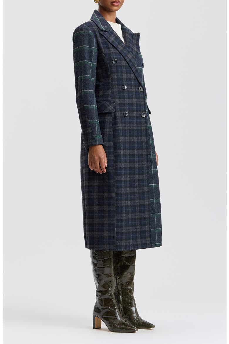 Mixed Houndstooth Check Coat, Alternate, color, NAVY/ GREEN PLAID MULTI