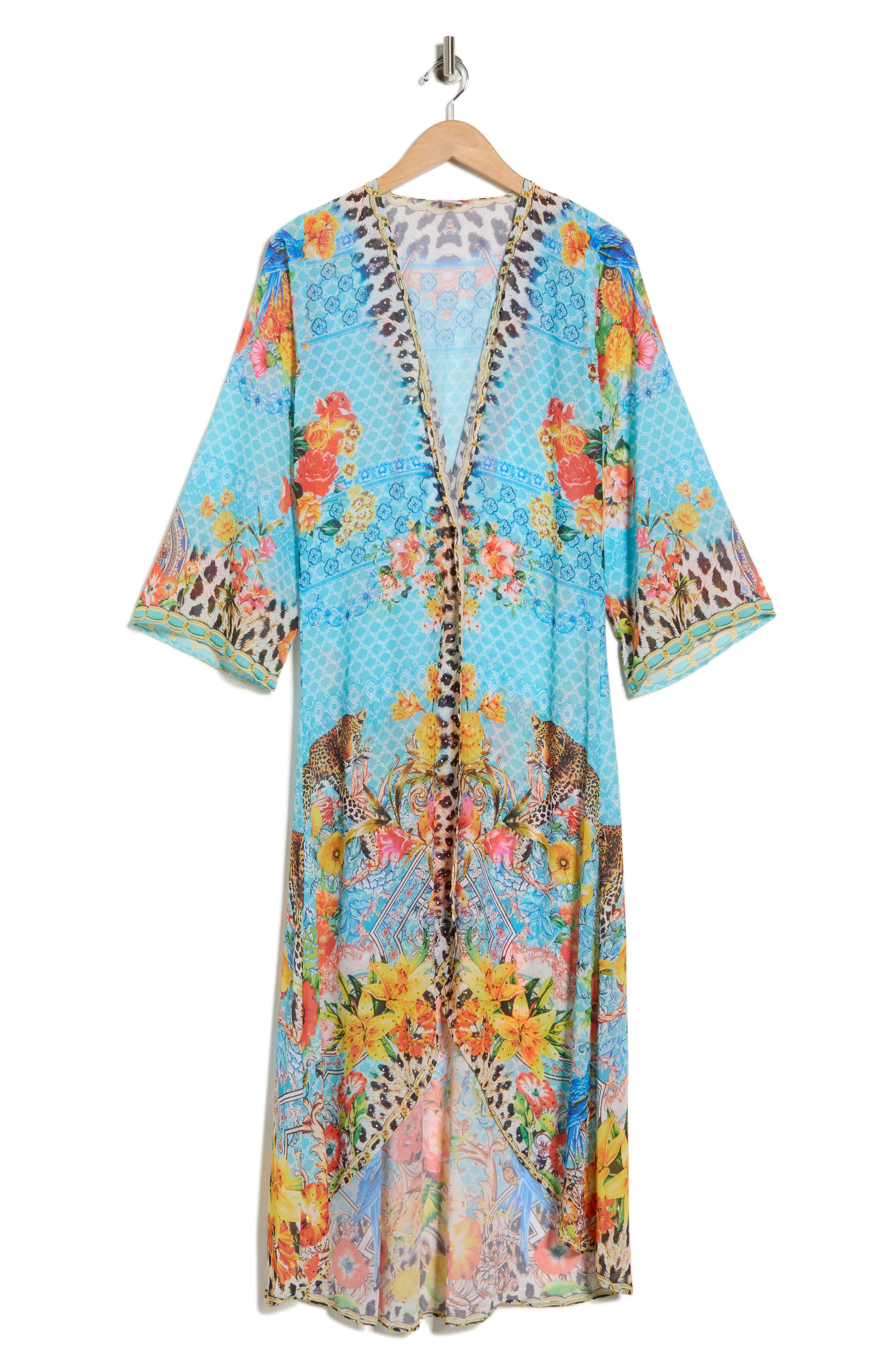 RANEES Leopard Floral Longline Duster