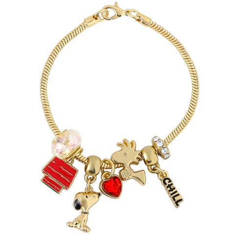 Woodstock and Snoopy Charm Bracelet for Women Official License, 7"