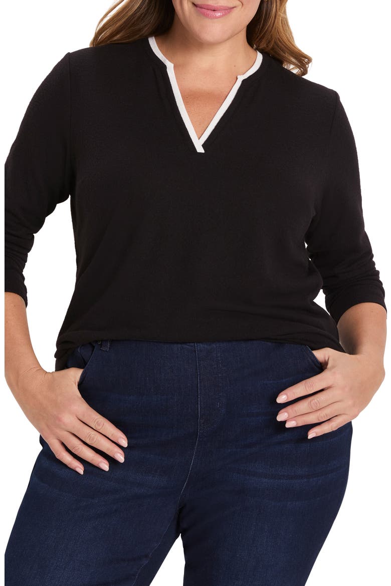 Double Layer Long Sleeve Jersey Top, Main, color, BLACK ONYX