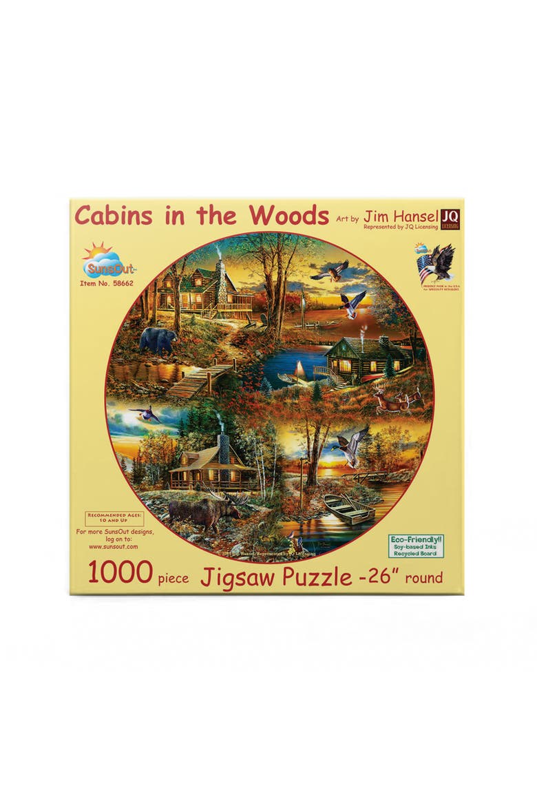 Cabins in the Woods 1000 piece Jigsaw Puzzle for Adults Round, Alternate, color, Multicolor