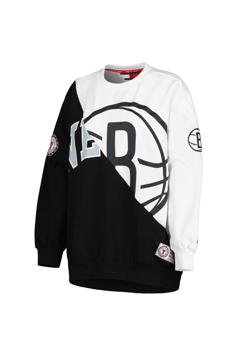 Women's Tommy Jeans Black/White Brooklyn Nets Ariel Pullover Sweatshirt, Alternate, color, Black