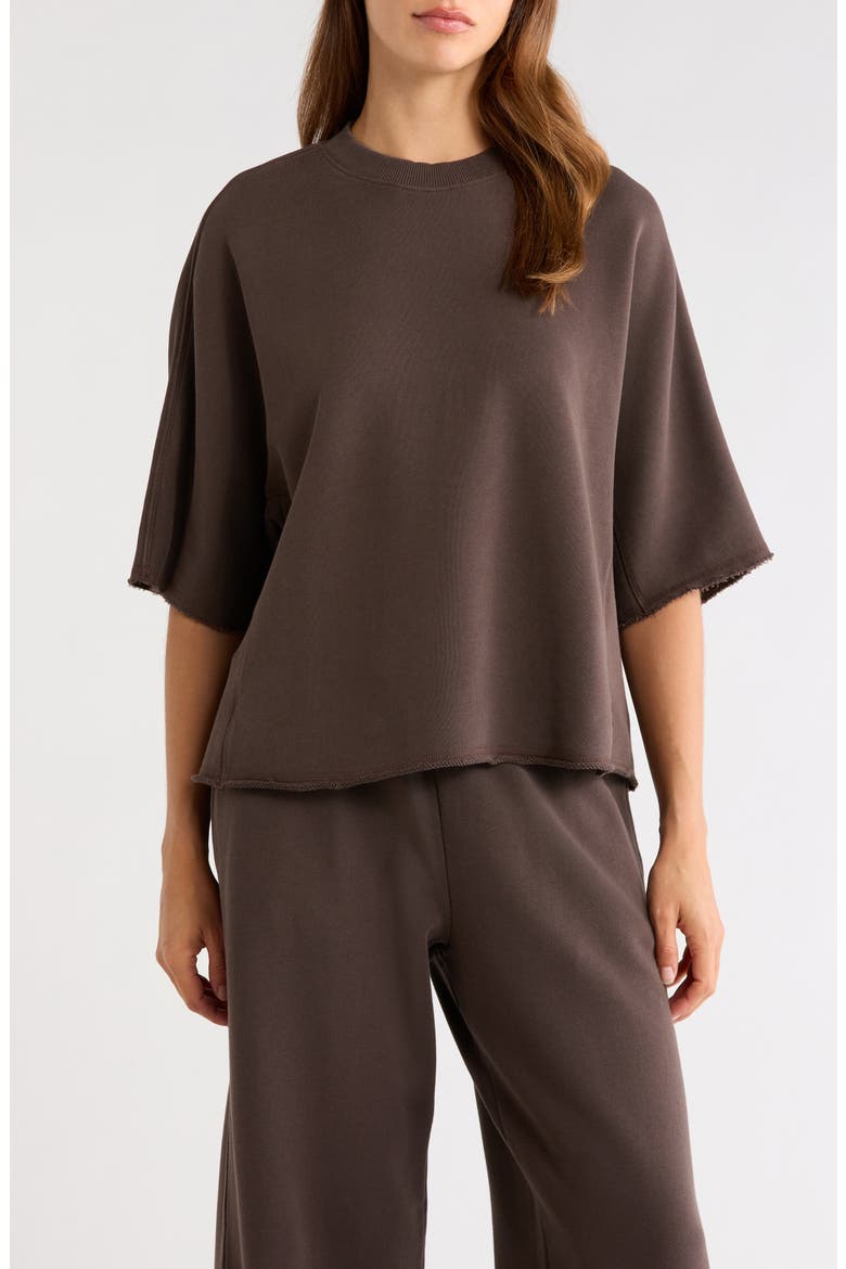 x FKA twigs Club Collective Cotton Raw Edge Top, Main, color, ESPRESSO