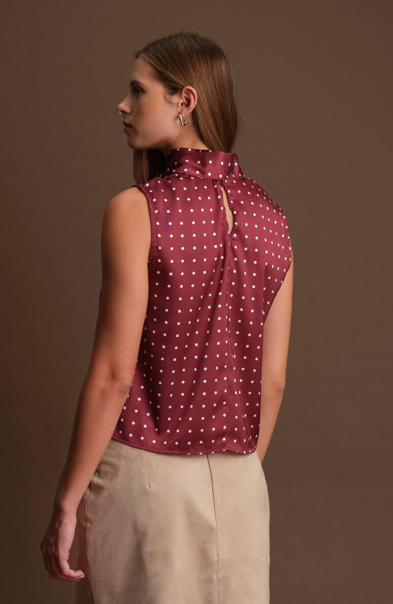 DELUC Justin Sleeveless Satin Top, Alternate, color, Wine With Ecru