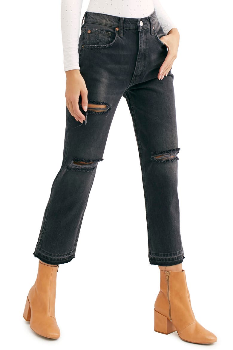 Lita Crop Straight Leg Jeans, Alternate, color, BLACK