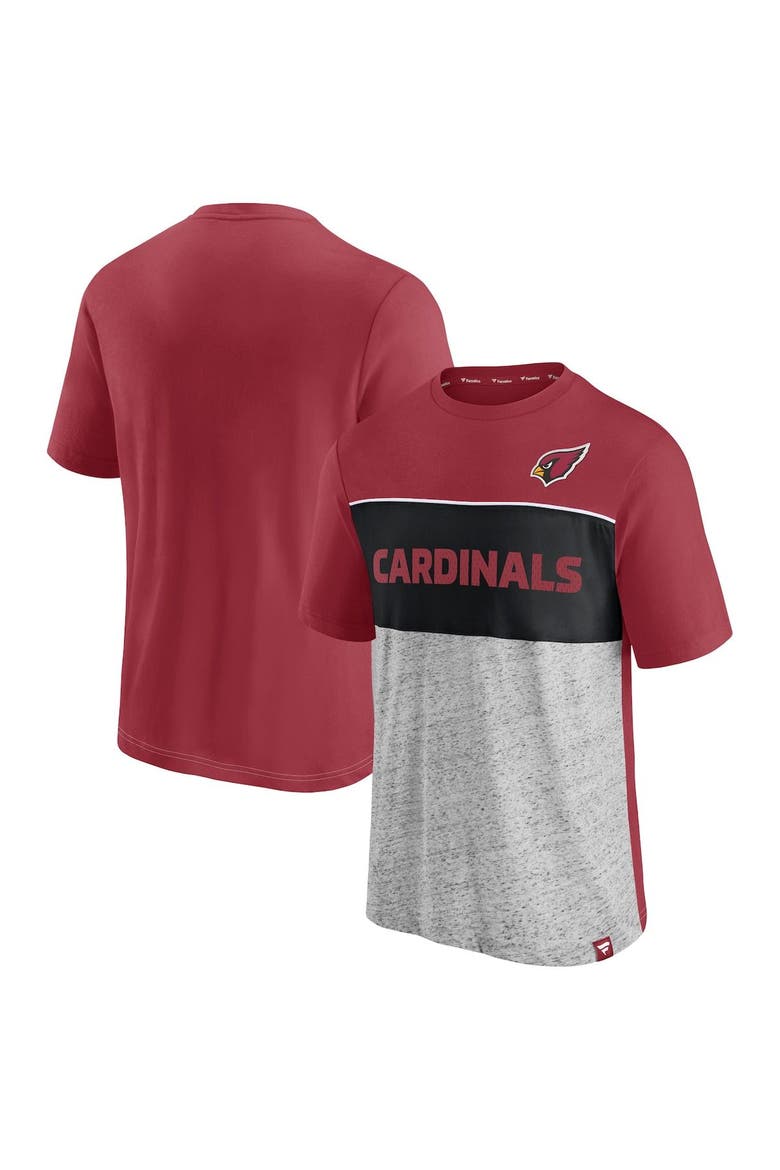 Men's Fanatics Branded Cardinal/Heathered Gray Arizona Cardinals Colorblock T-Shirt, Main, color, CARDINAL