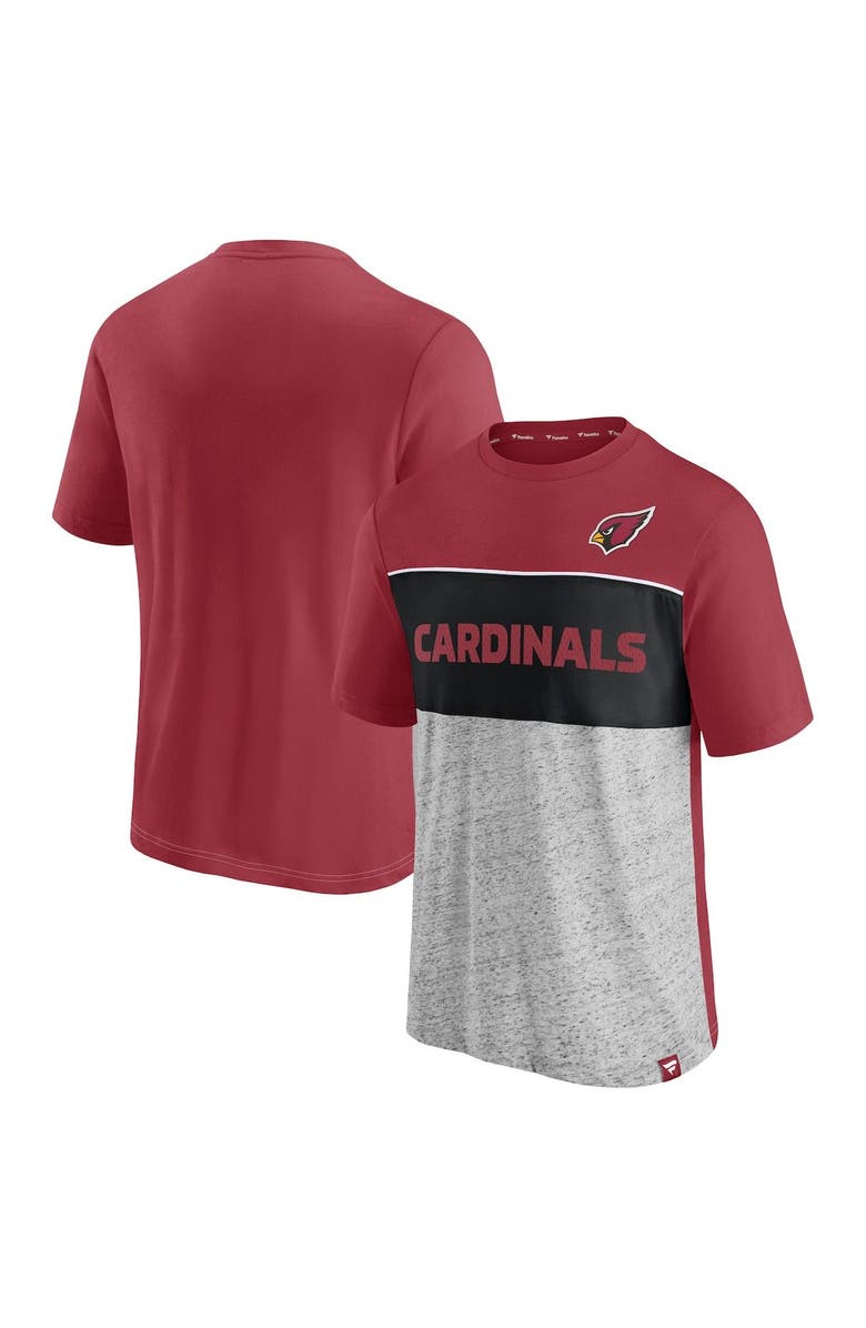 FANATICS Men's Fanatics Branded Cardinal/Heathered Gray Arizona Cardinals Colorblock T-Shirt, Main, color, Cardinal