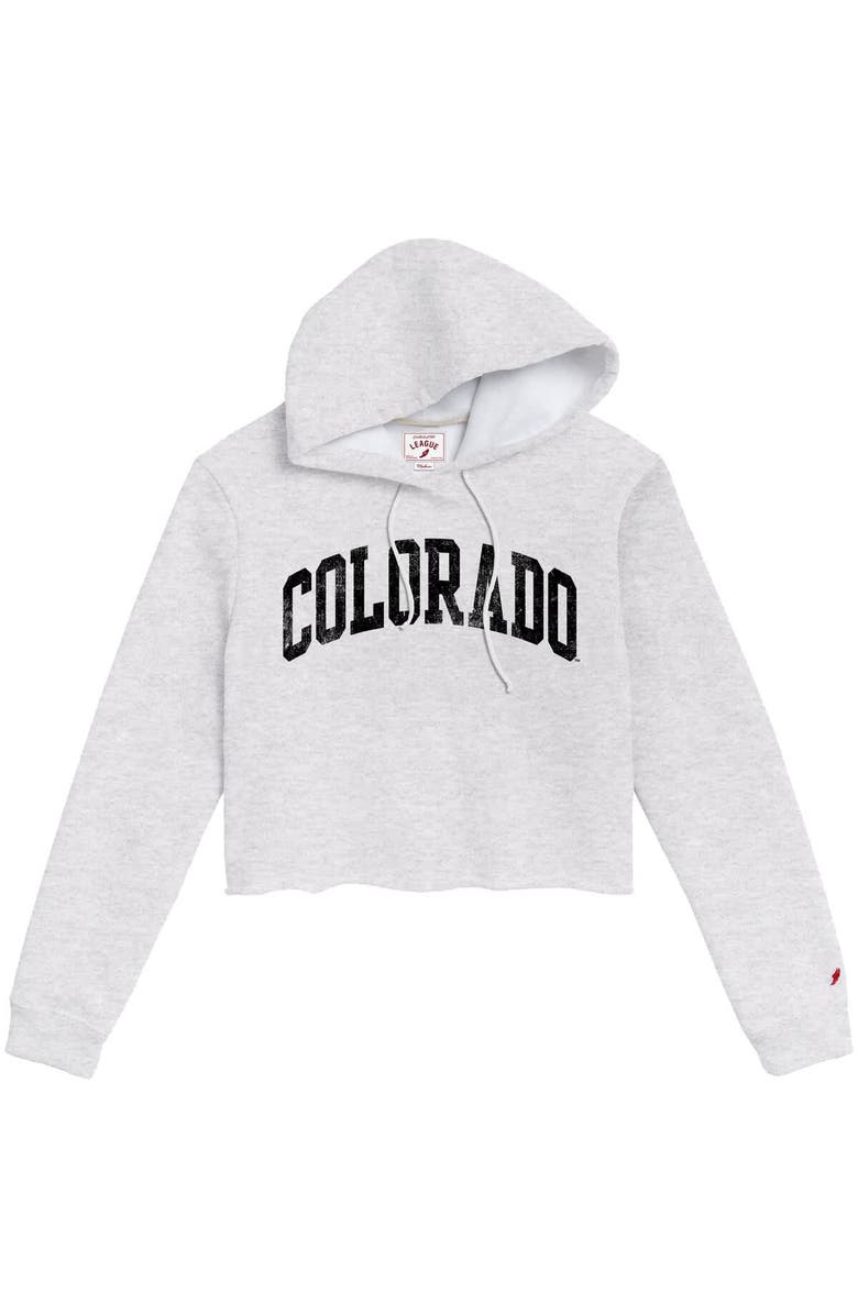 LEAGUE COLLEGIATE WEAR Women's League Collegiate Wear Ash Colorado Buffaloes 2-Hit 1636 Cropped Pullover Hoodie, Alternate, color, Ash