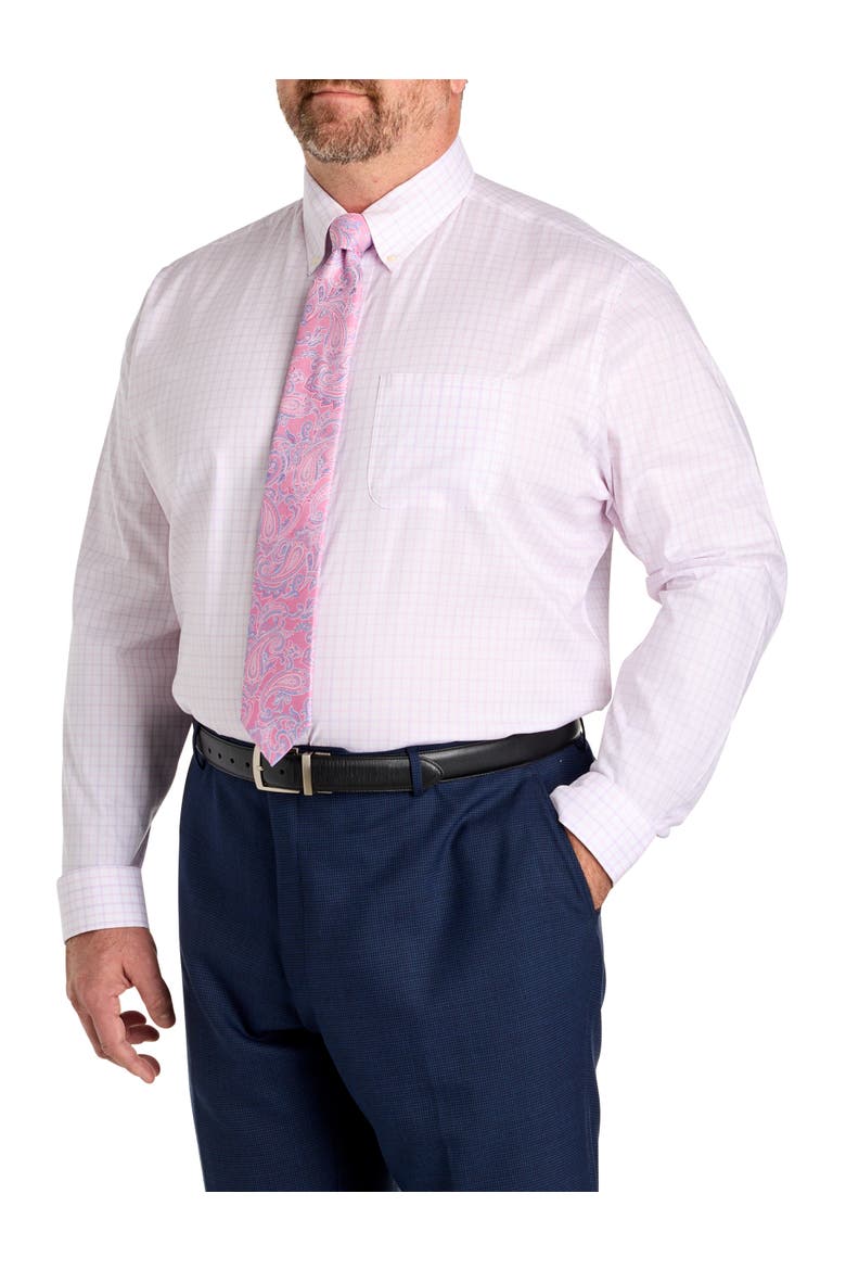 Big & Tall  Non-Iron Check Dress Shirt, Alternate, color, PINK
