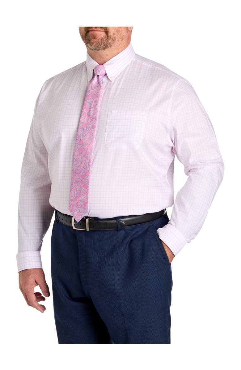 Brooks Brothers Big & Tall  Non-Iron Check Dress Shirt, Alternate, color, Pink