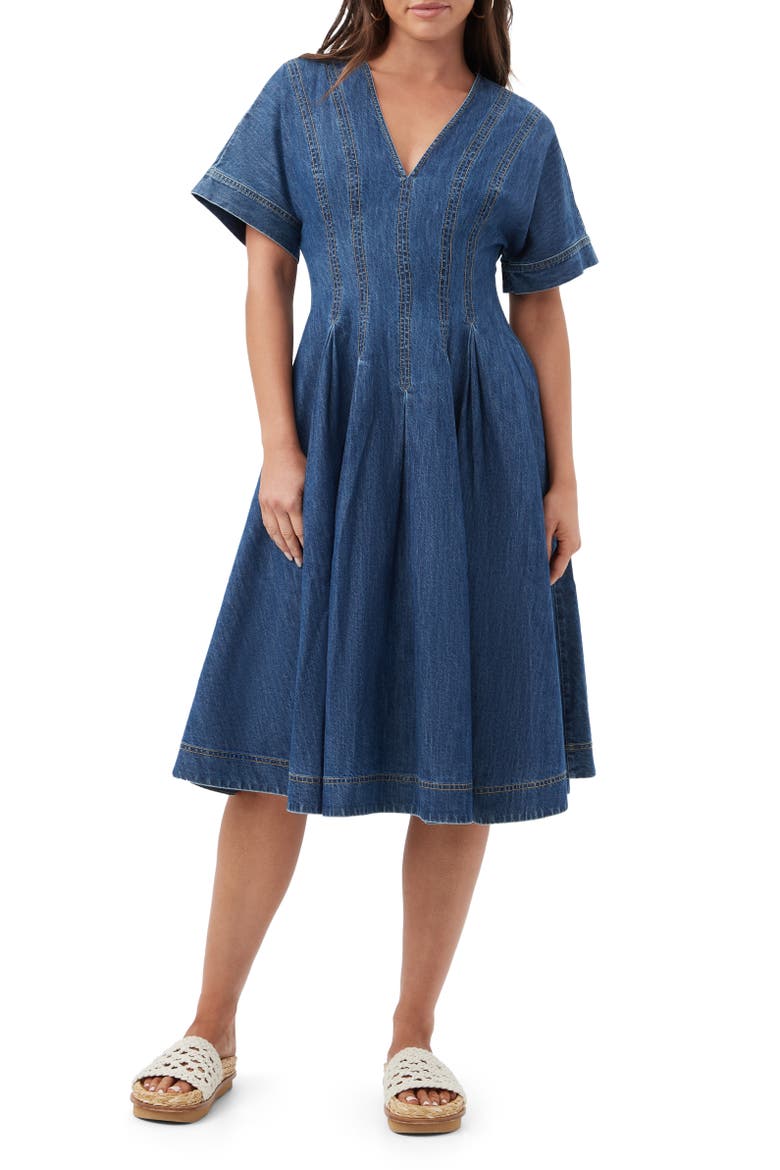 Ashe 2 Denim A-Line Midi Dress, Main, color, Indigo