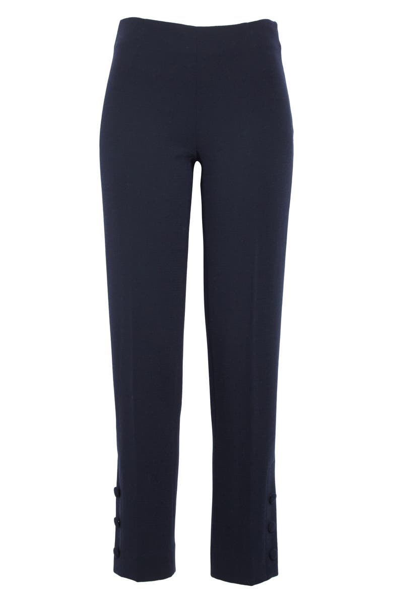 Lela Rose Button Hem Wool Blend Straight Leg Pants, Alternate, color,