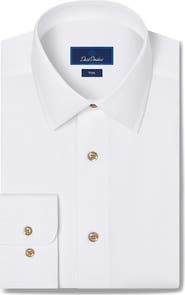 David Donahue Trim Fit Dobby Cotton Dress Shirt