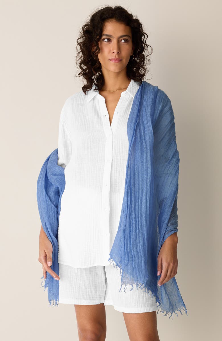 Eileen Fisher Organic Linen Blend Scarf, Alternate, color, Cornflower