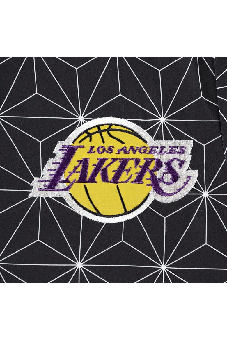 Men's Starter Black Los Angeles Lakers In-Field Play Fashion Satin Full-Zip Varsity Jacket, Alternate, color, Black