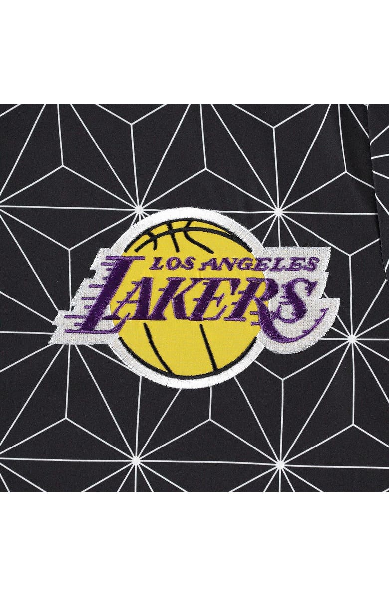 STARTER Men's Starter Black Los Angeles Lakers In-Field Play Fashion Satin Full-Zip Varsity Jacket, Alternate, color, Black