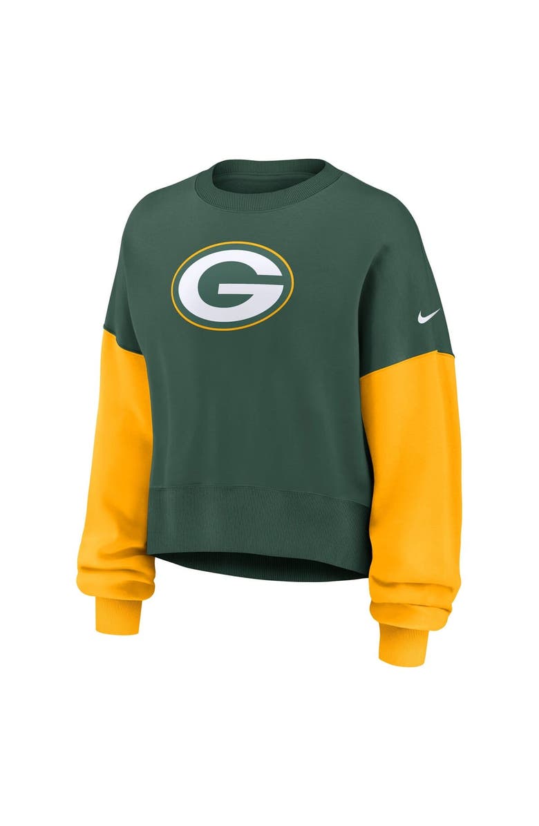 Nike Women's Nike Green Green Bay Packers Oversized Color-Block Pullover Sweatshirt, Alternate, color, Green