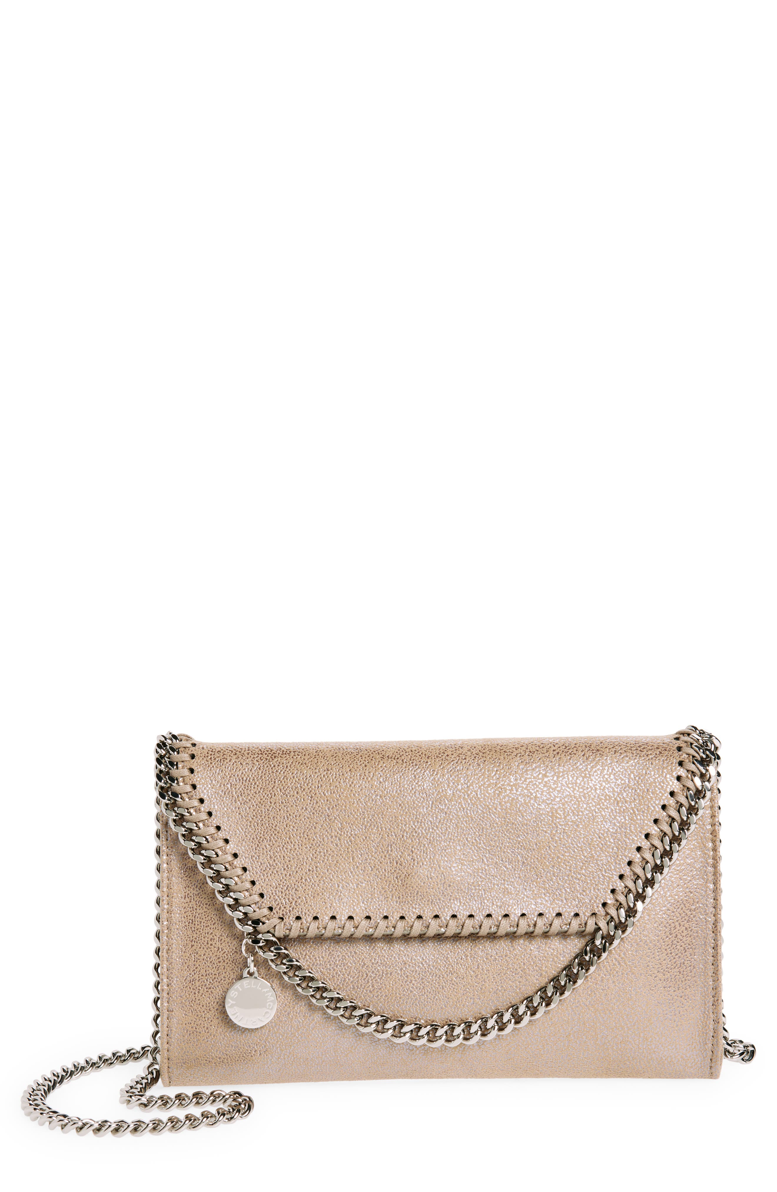 Mini Falabella Metallic Crossbody Bag, Main, color, GOLD/ GYPSY RED