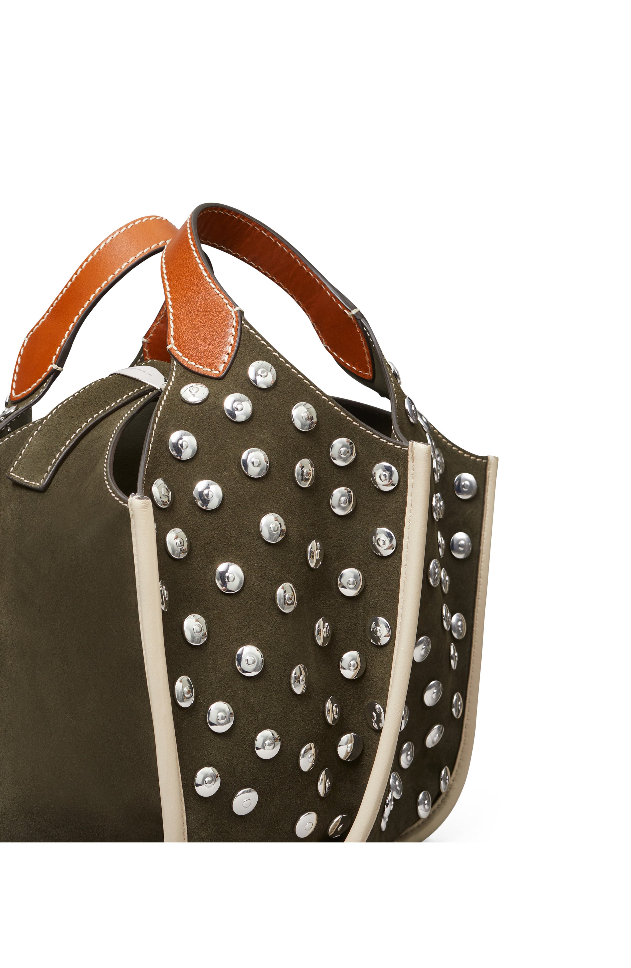 Tory Burch Studded Suede Lampshade Crossbody Bag, Alternate, color, 