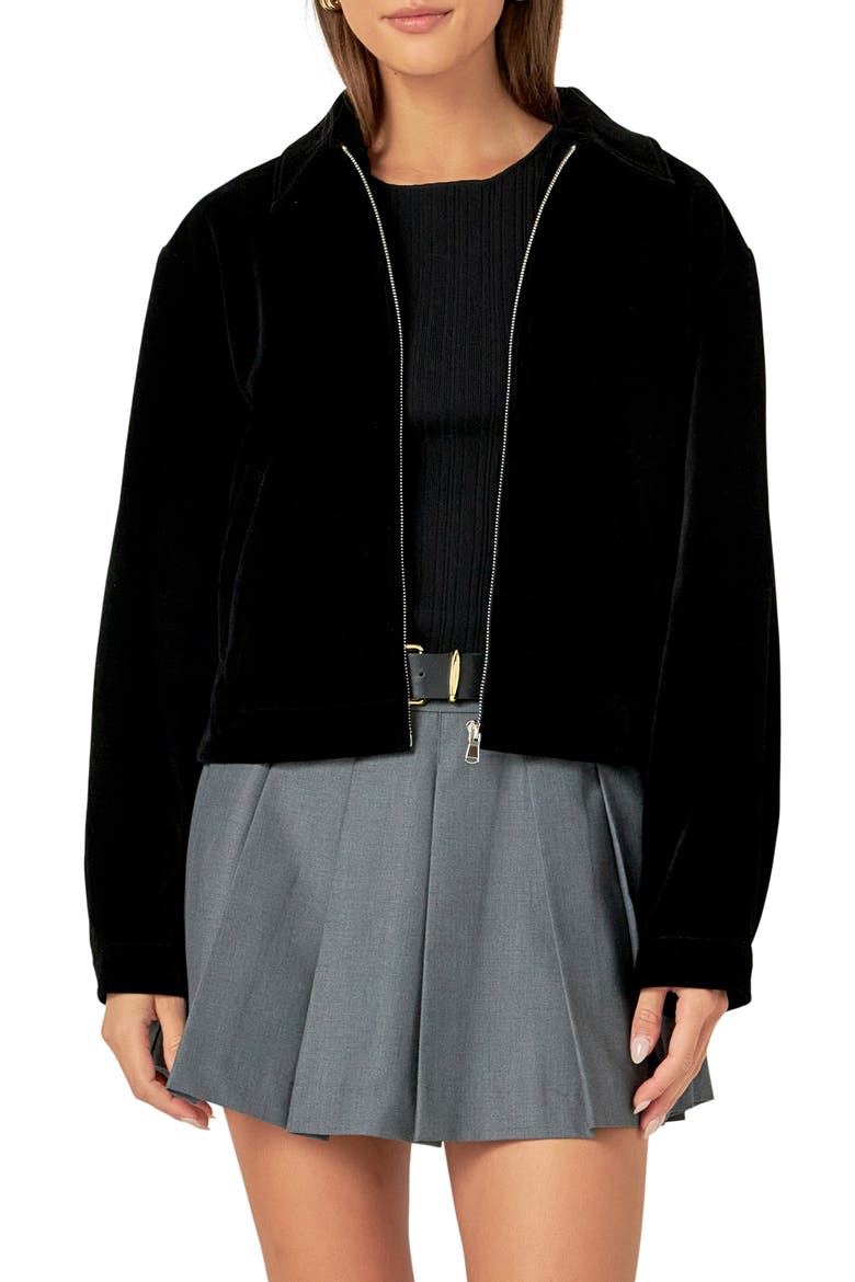 Velvet Bomber Jacket, Main, color, BLACK