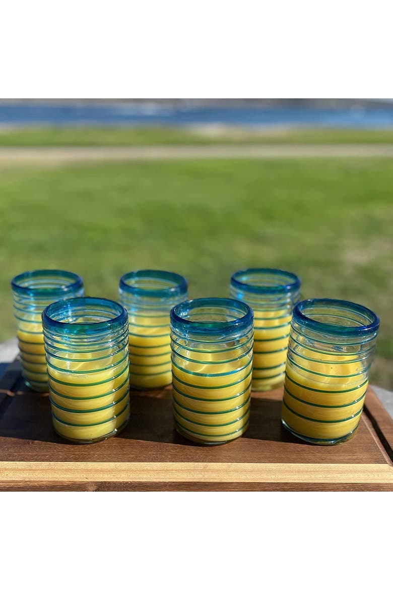 Spiral Design Drinking Glasses - Set of 6, Alternate, color, Aqua